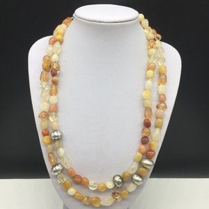 Coldwater Creek Orange Beaded Necklace Glass Stone